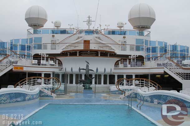 The outdoor pool area.  No one in sight and it is now 8:22am..