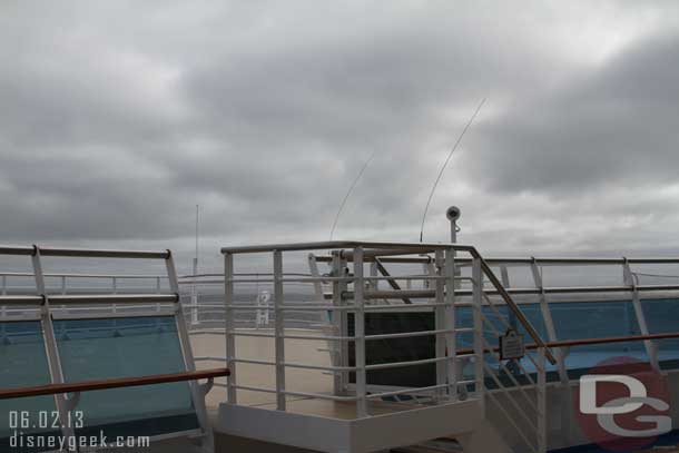 Walked up to the front of the ship which was very windy and cold.. notice how bend over the antennas are.. the upper area was closed off.