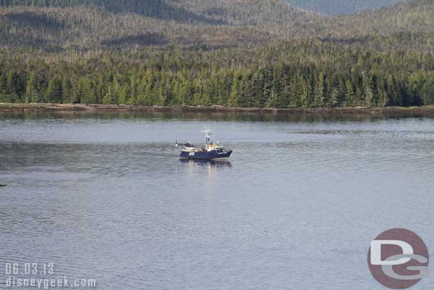 This boat had a helicopter on it.