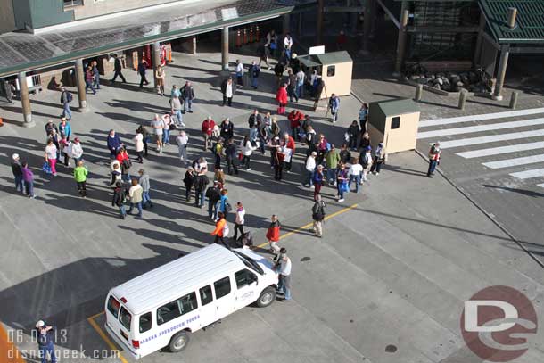 Guests being organized before boarding.