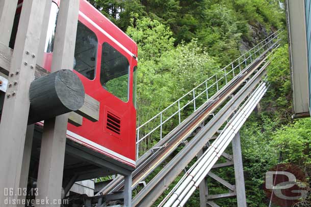 The Funicular tram takes you to the top of the mountain.