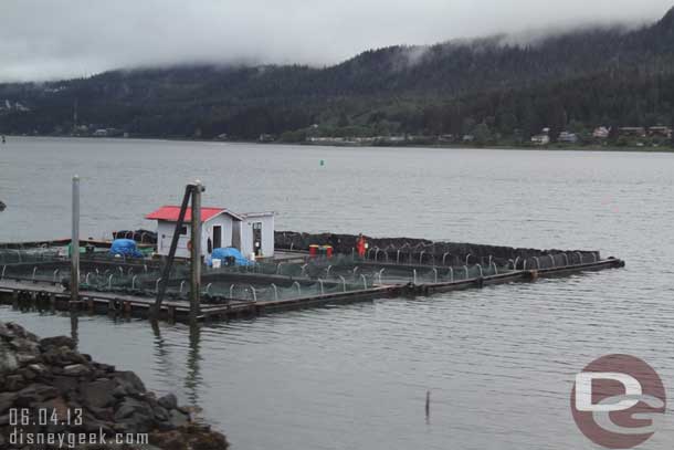 Approaching our first stop, a salmon hatchery.