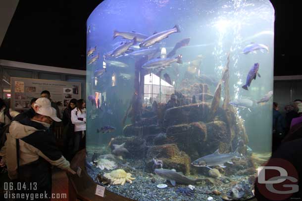 An aquarium in the center.