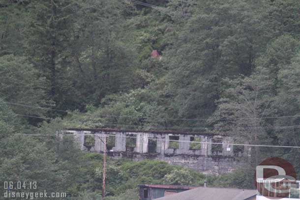 What is left of an old mine building.