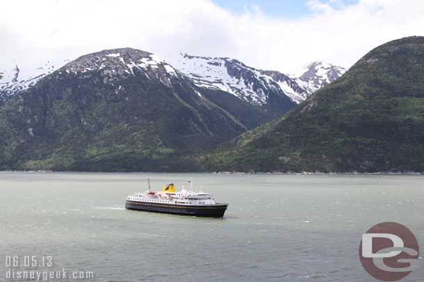 An Alaska State ferry pulled in.