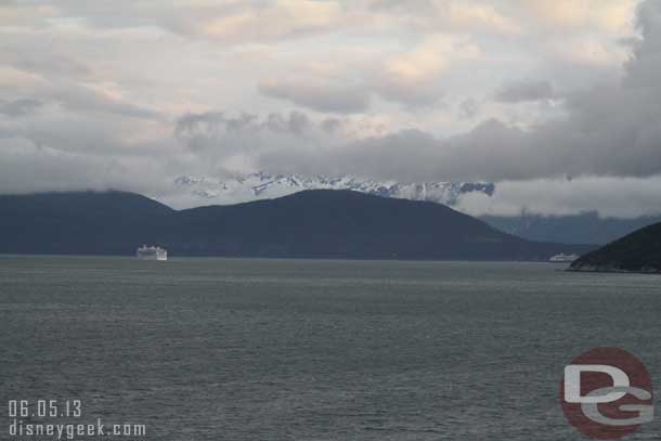 About 40 minutes after leaving port we passed by Haines and this was to be a scenic viewpoint so I decided to fight the wind and head to the front of the ship.