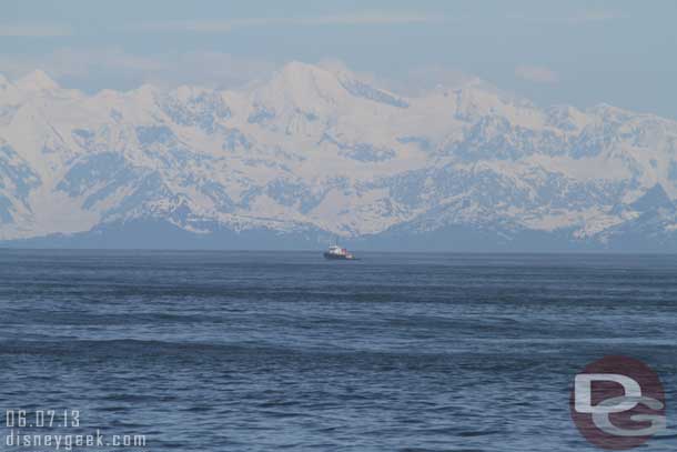 A tug boat out in the sound.