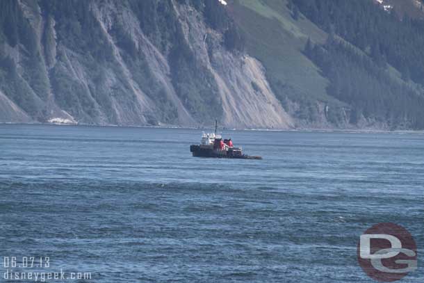 A better picture of the tugboat that was out in the middle of the sound.