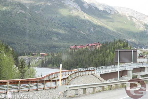 The red roofs are our lodge/destination.