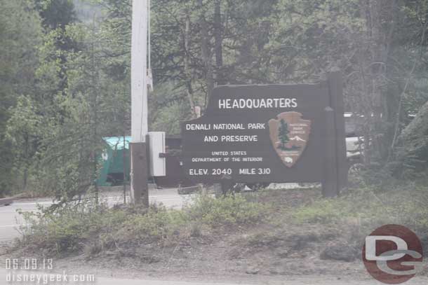 The park headquarters.  The sign reference how far from the park entrance.  So we were just beginning.  We would travel to mile post 62 to turn around.