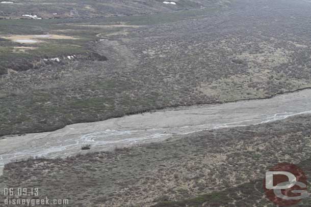 From the Plychrome Overlook we spotted a grizzly bear down along the river.. can you spot it?