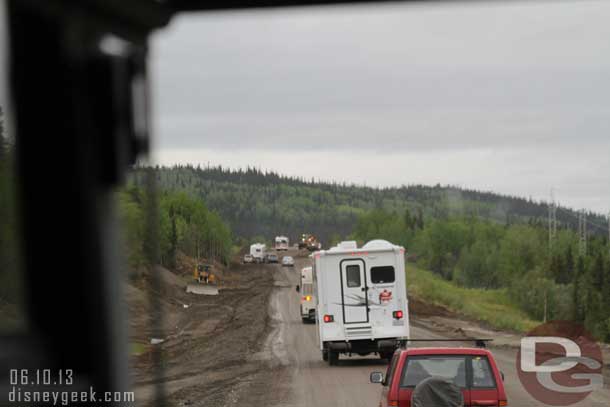 They were working on several miles of the highway so we were guided by a pilot truck through the site.
