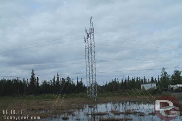 The power lines were interesting.  Notice how they come to a point in the ground.  They are on special supports to handle the freezing and thawing of the ground.