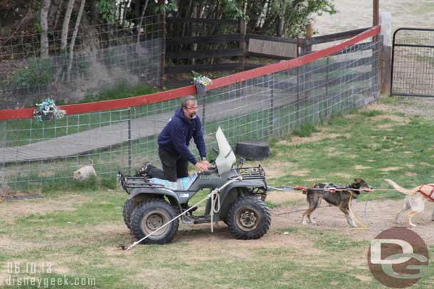 Since there was no snow they pulled around an ATV.