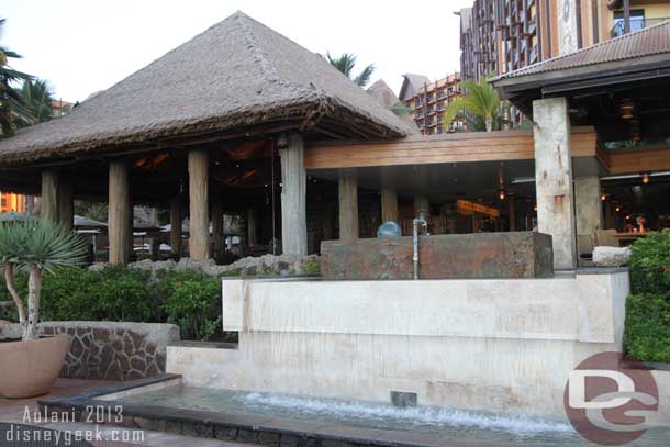 The water feature from outside.