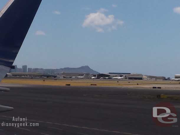 Diamond head was visible as we taxied to a gate.