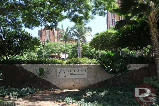 Here is the sign that marks the Aulani entrance.