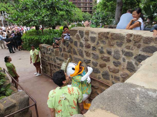 On the 29th for the 2nd Anniversary of Aulani Donald helped with the Rubber Ducky Derby.  Here he is coming out for the event.