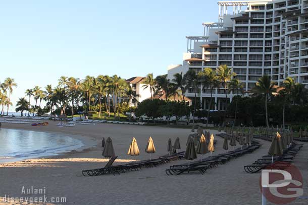 The beach is nice and quiet before 7am.