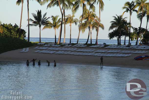 Next door is the JW Marriott.  Here you can see some guests in the water for an early swim.