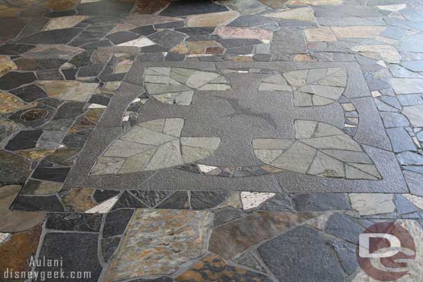 The ground in the center of the main hall  features a 1212-foot compass rose embedded in the floor. The four points of the compass do not point to the traditional North, South, East or West. Instead they correspond to directions the ancient Hawaiians relied upon  up is toward the sea; down points to the mountainside, the left arrow corresponds to the feminine side of the resort (made of lava with a smooth finish) and the right to the masculine side (made of lava with a rough finish).