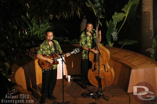 At night groups perform on the stage.