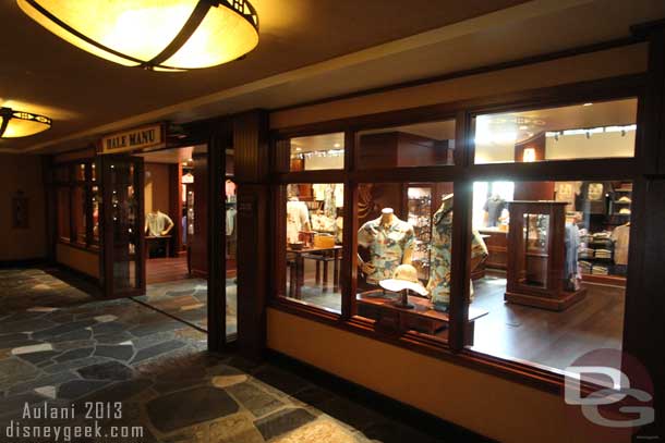 There are two stores located off the Lobby of Aulani, toward the Ewa Tower (left as you enter). There is also one out by the pool.  The smaller store in the lobby is the Hale Manu.  This store featured higher end products.