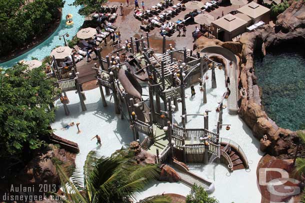 The area consists of several small water slides, fountains, splash areas, spraying water, and of course Menehune around.