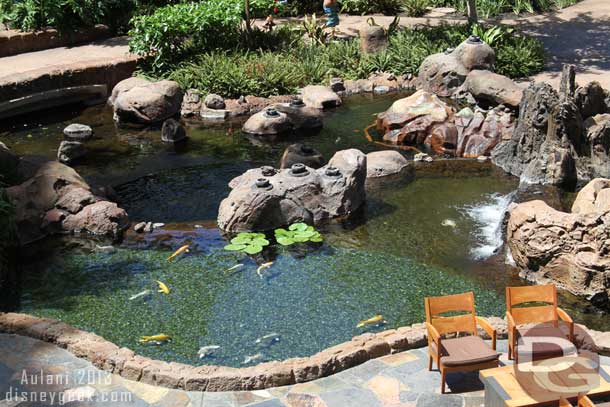 A look at the koi pond portion of the water feature.