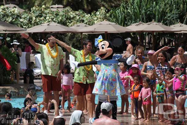 Minnie led the girls from the pool in a dance routine.