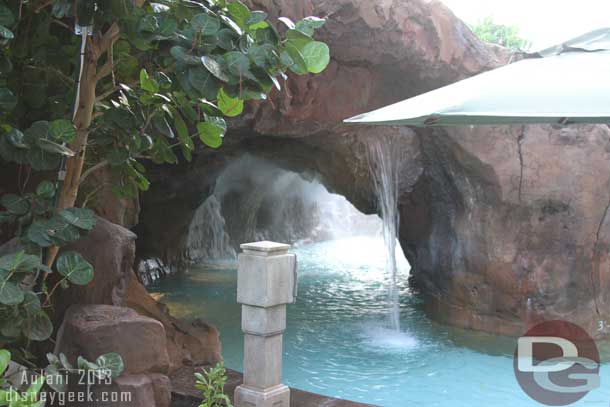 The stream passes under part of the volcano.