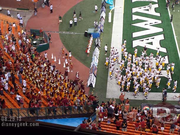 After the game the team came down to our end zone while the band played Conquest!