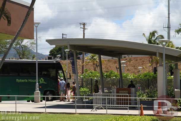 This is the shuttle bus stop, the bus takes you out to Ford Island.  They are still using the charter buses, guess the trolleys are long gone.