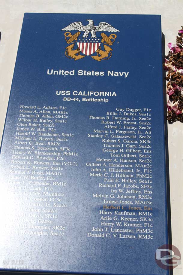 Plaques honoring those on the other ships.