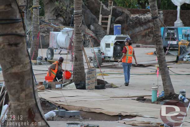 A number of workers were on site already and busy.