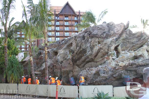 Thursday morning a crew was working on the planter along the walkway by the lagoon.