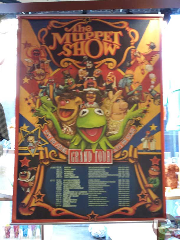 Oops.  I should have mentioned up front.. this trip I only had my cell phone with me so indoor pictures were a challenge.  A Muppet World Tour poster.