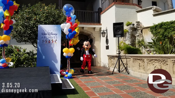 Mickey Mouse & Minnie Mouse arriving for the ribbon cutting.