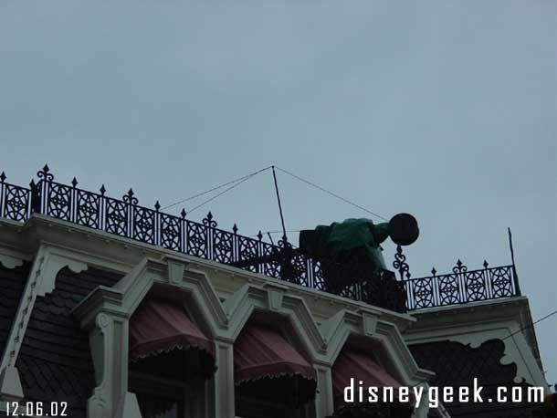 Some of the equipment that was set up to tape the Christmas parade the next day.