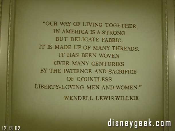 One of the many quotes in the lobby.