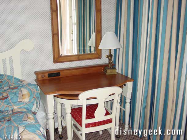 A shot of the desk in our room at the Yacht Club