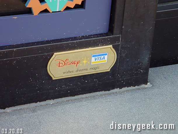 All the credit card signs have been changed to the Disney Visa card.