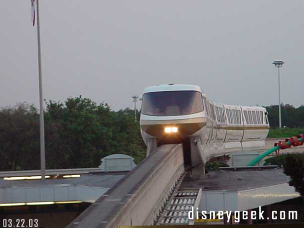 A monorail coming into the TTC.