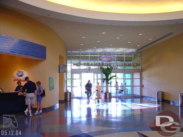 The doorway to the Disney buses.  To our right is the giftshop/foodcourt