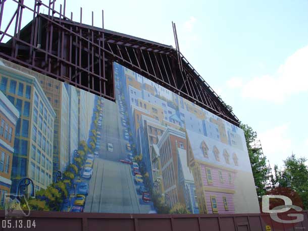 Back to our City Streets tour, the old Hunch Back theater is covered with the cityscape