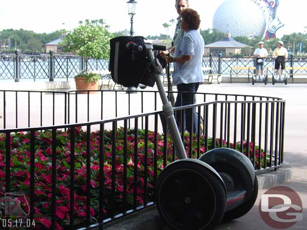 My Segway leaning against a rail while we stopped for photos.