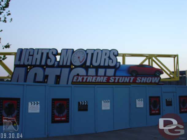 The sign for the stunt show is now up