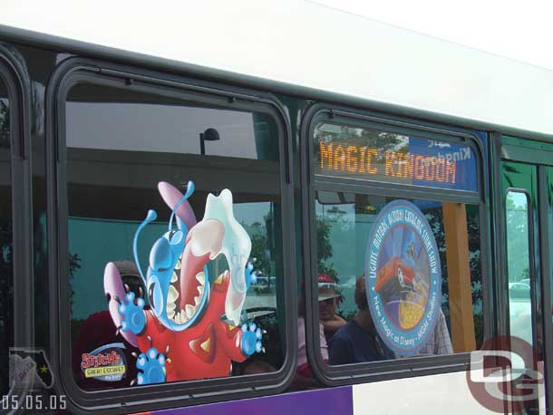 New signs on the WDW Buses, this one had Stitch and Lights Motors Action