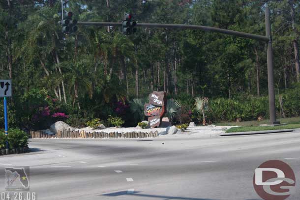 A small sign for the new water coaster at Typhoon Lagoon.