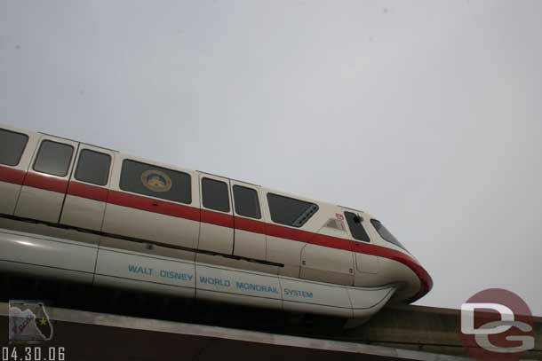 Monorail Red going by overhead